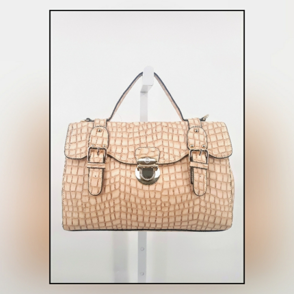 Anais Gvani croc embossed leather satchel